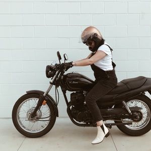 Free People black denim overalls